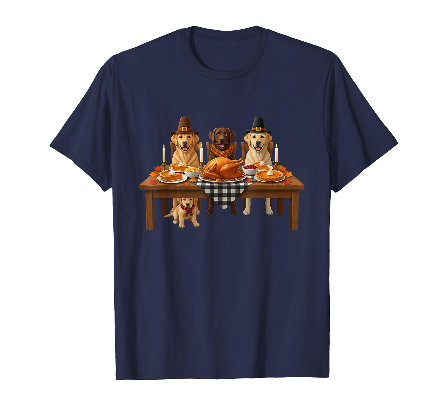 Thanksgiving Labrador Dogs Dinner Feast Fall Men Women T-Shirt