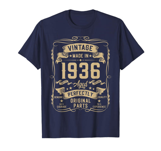 Vintage 1936 90yr 90th Birthday Gifts for Men 90 Years Old T-Shirt
