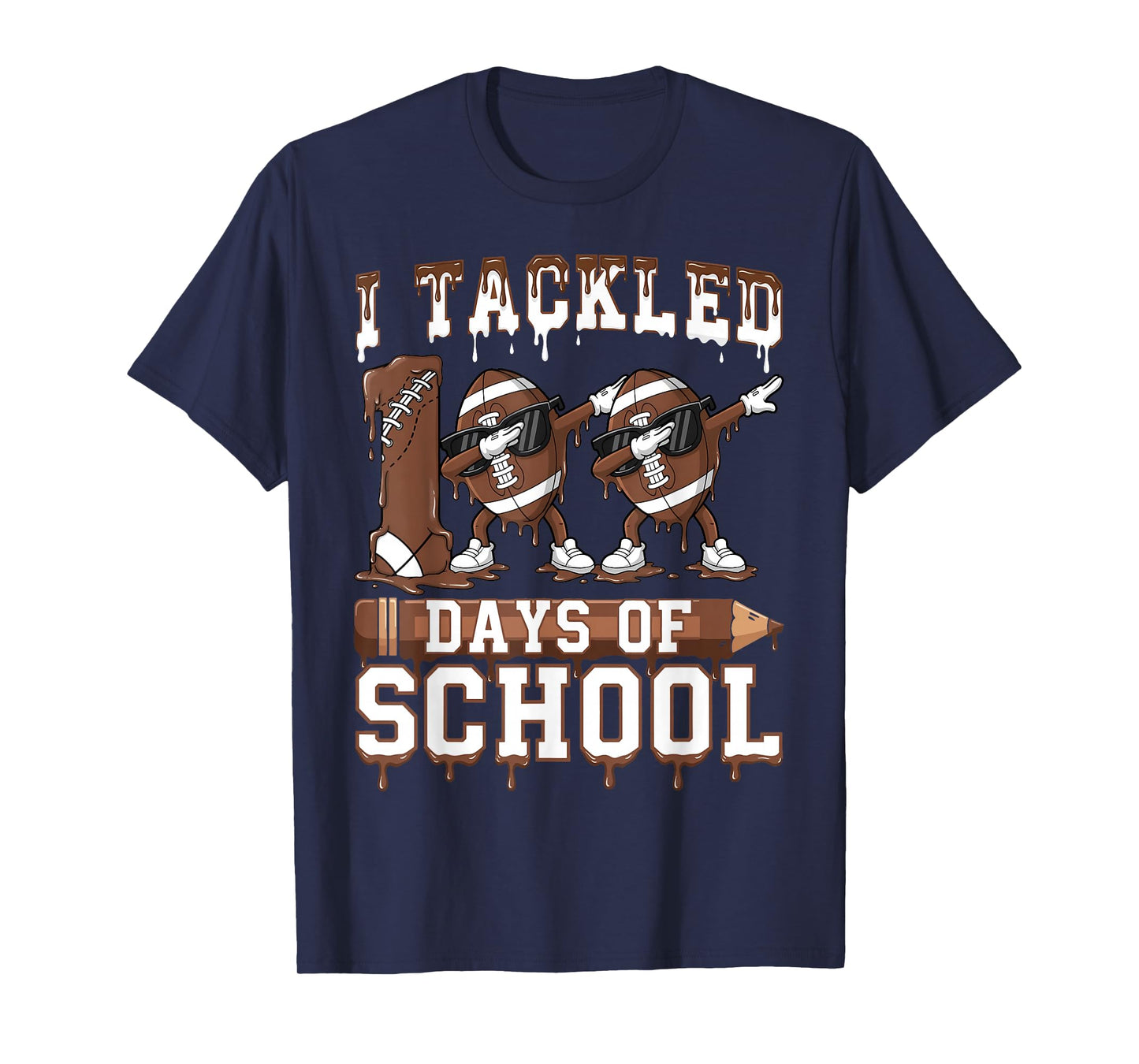 Kids 100 Days of School Boys 100th Day of School Football T-Shirt