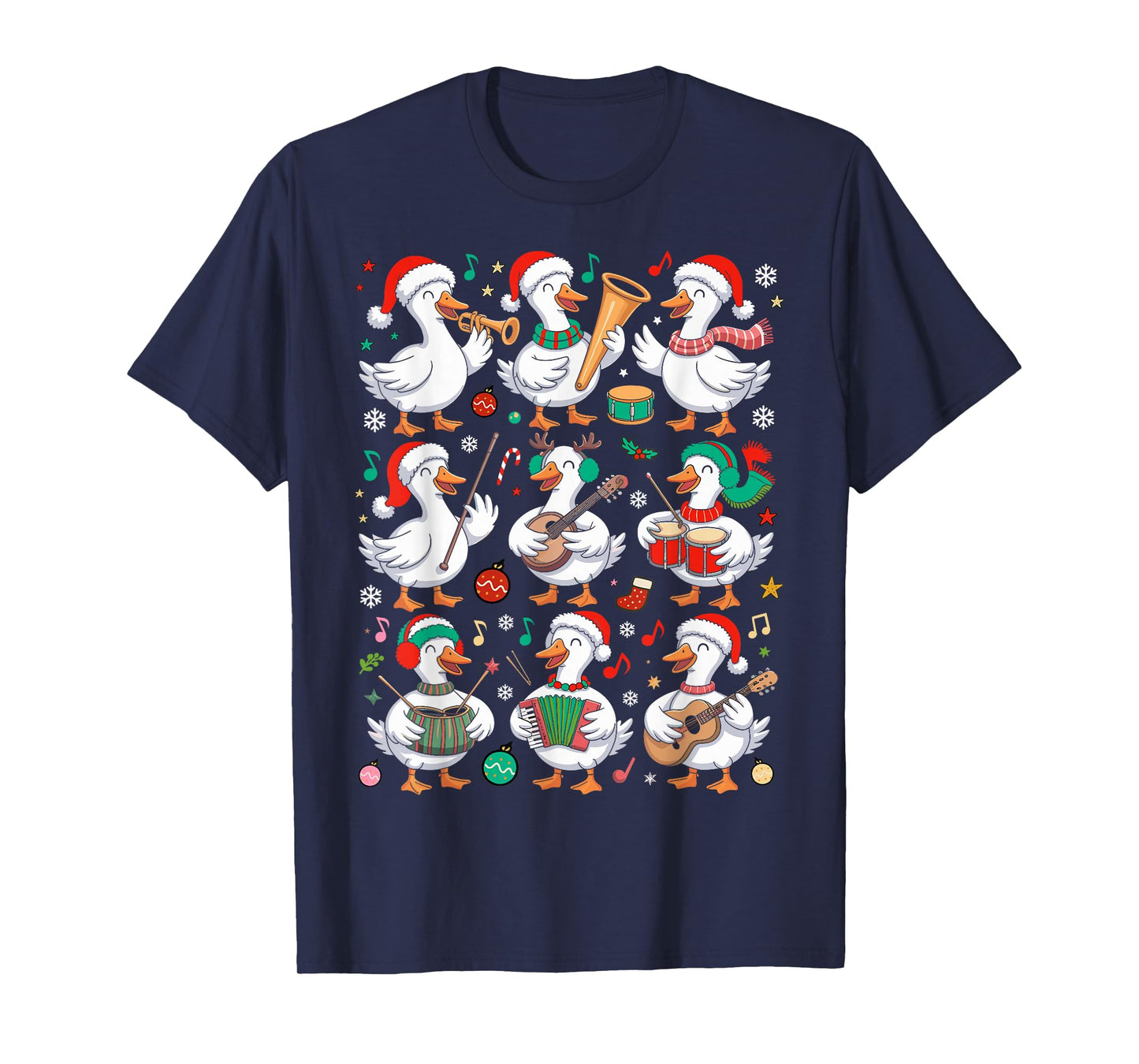 Christmas Music Teacher Goose Playing Musical Instruments T-Shirt
