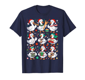 Christmas Music Teacher Goose Playing Musical Instruments T-Shirt