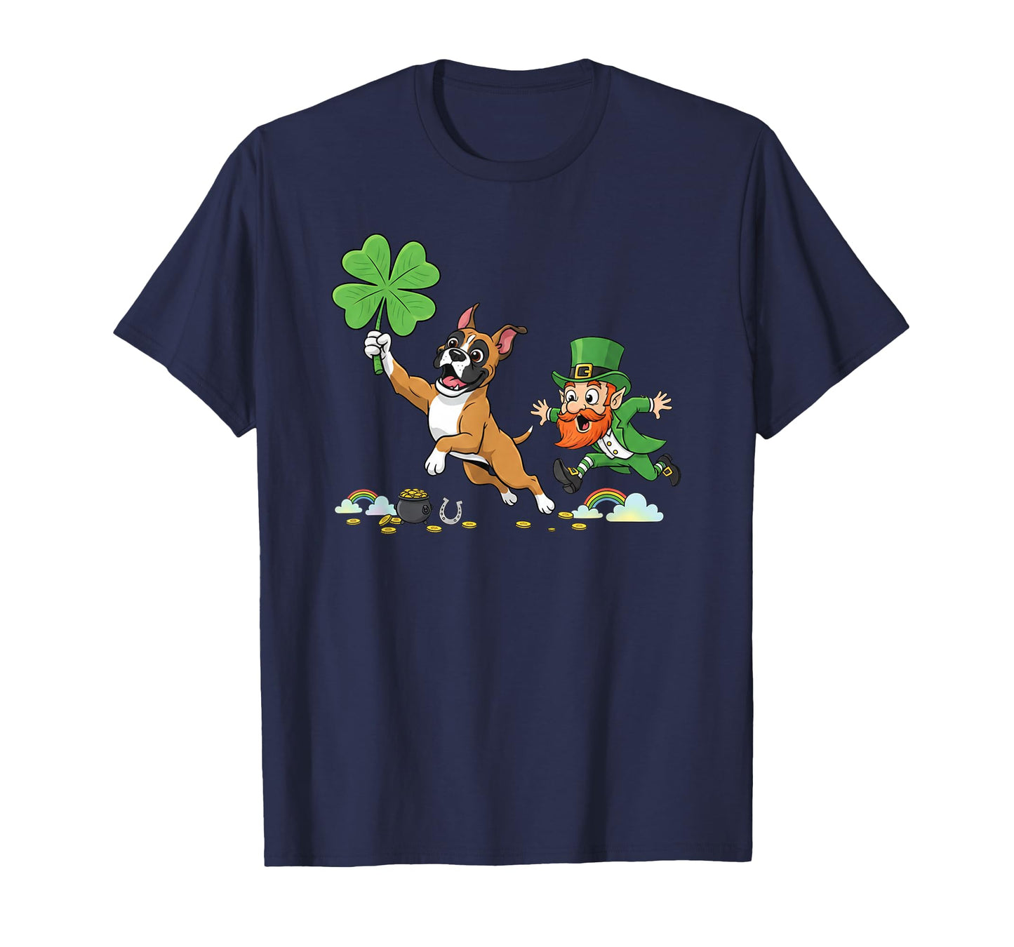 Funny Boxer Dog Clover St Patricks Day Womens Mens Kids T-Shirt
