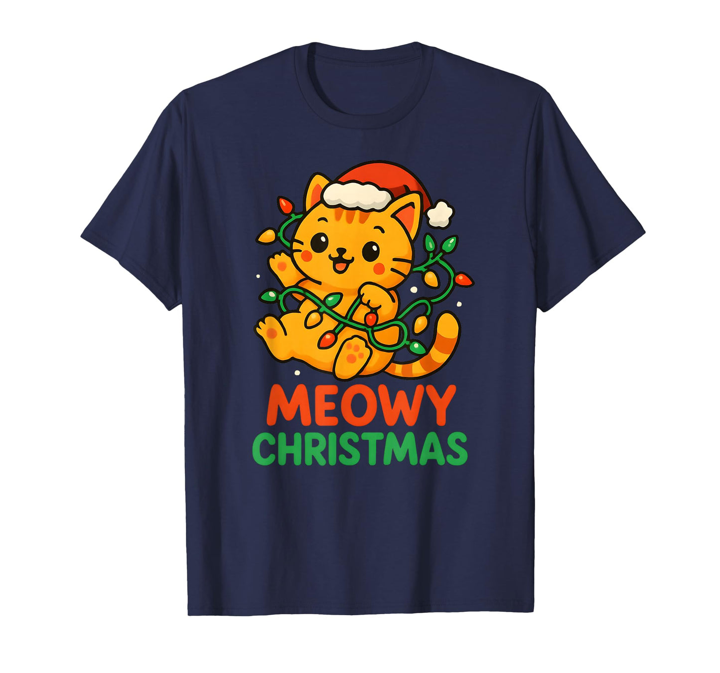 Meowy Christmas Cute Orange Tabby Cat T-Shirt