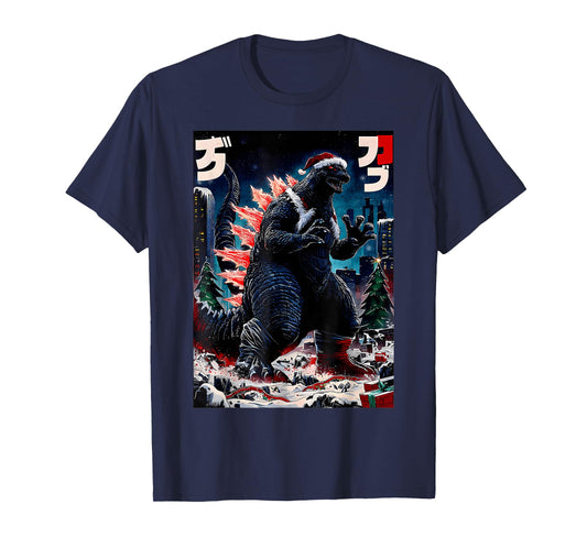 Santazilla Japanese Monster Kaiju Dinosaur Christmas T-Shirt