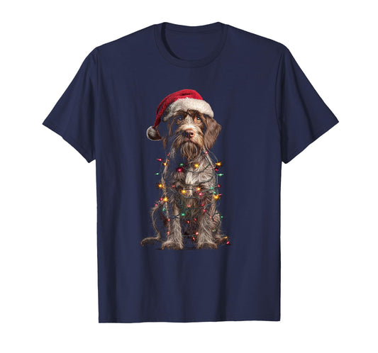 Wirehaired Pointing Griffon Christmas Graphics Dog Lights T-Shirt