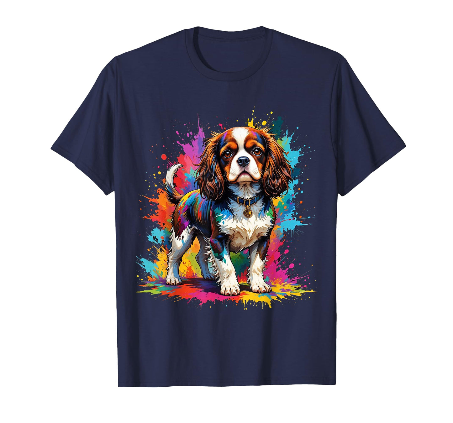 Colorful Cavalier King Charles Spaniel Dog Color Splashes T-Shirt