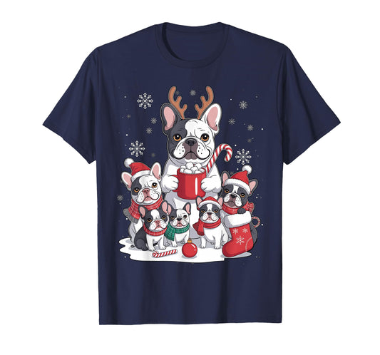 Funny Santa French Bulldog Dogs Christmas Xmas for Women Men T-Shirt