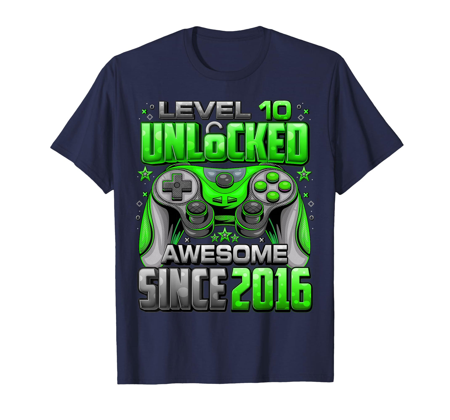Level 10 Unlocked Awesome Since 2016 10th Birthday Gaming T-Shirt
