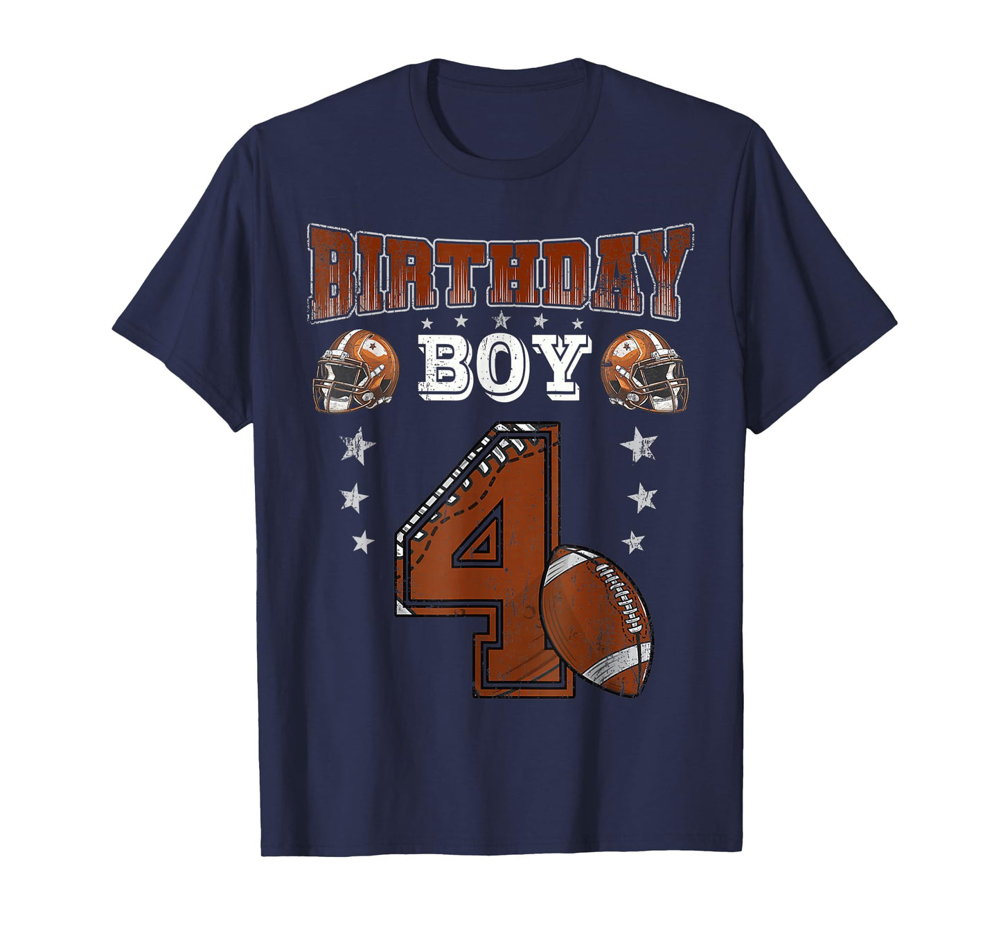4th Birthday Boy Football Lover Theme 4 Years Old T-Shirt