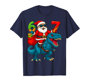 67 Christmas 6 7 Meme Funny Santa Six Seven Xmas Boys Girls T-Shirt