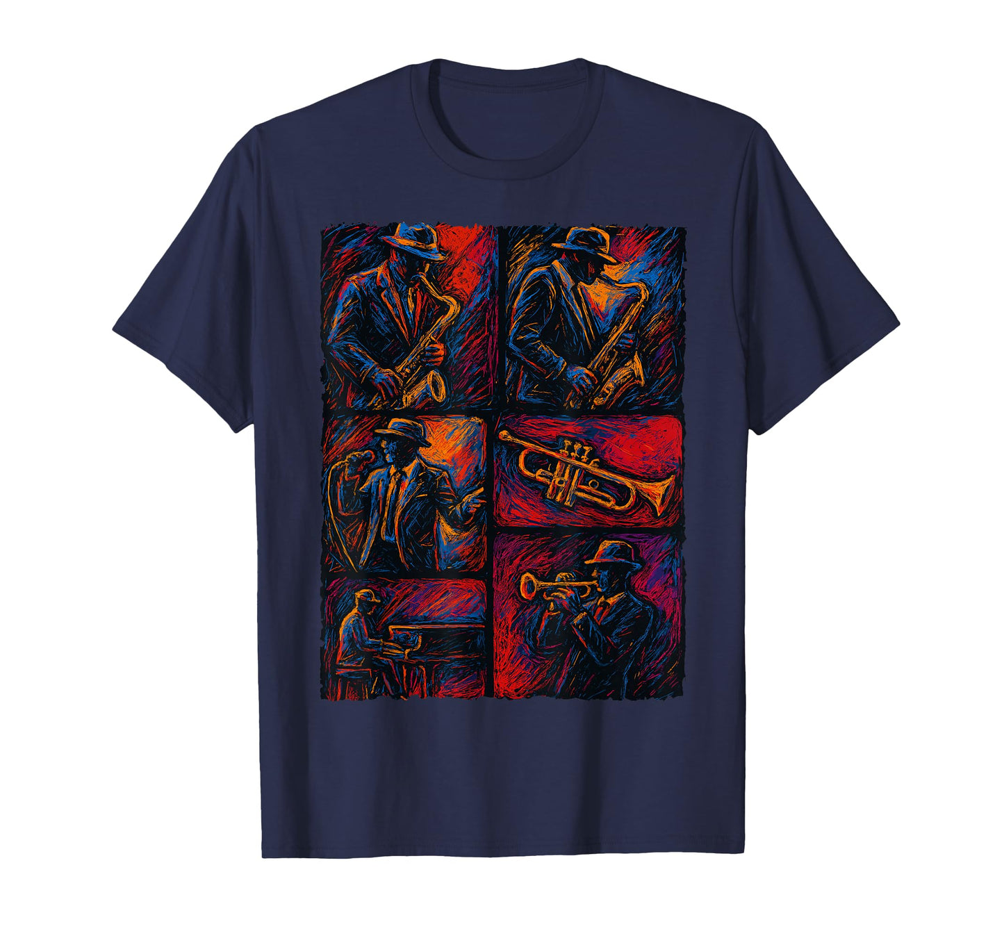 Artistic Jazz Band Musicians Vintage Jazz Music Lover T-Shirt