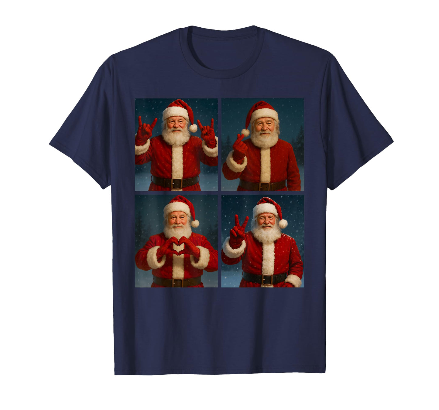 Funny Santa Claus Heart and Peace Sign Retro Christmas Xmas T-Shirt