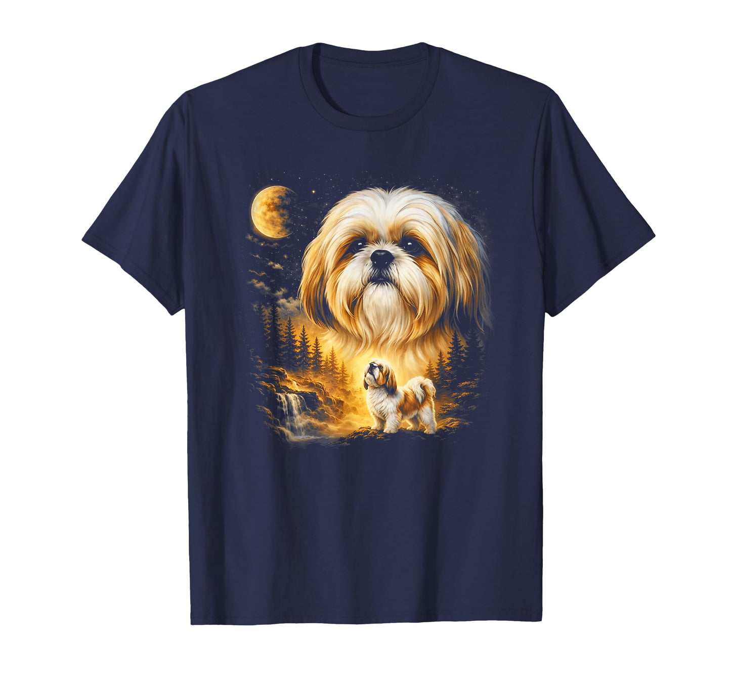 Shih Tzu Howling to The Moon Vintage 90s Funny Dog Graphic T-Shirt