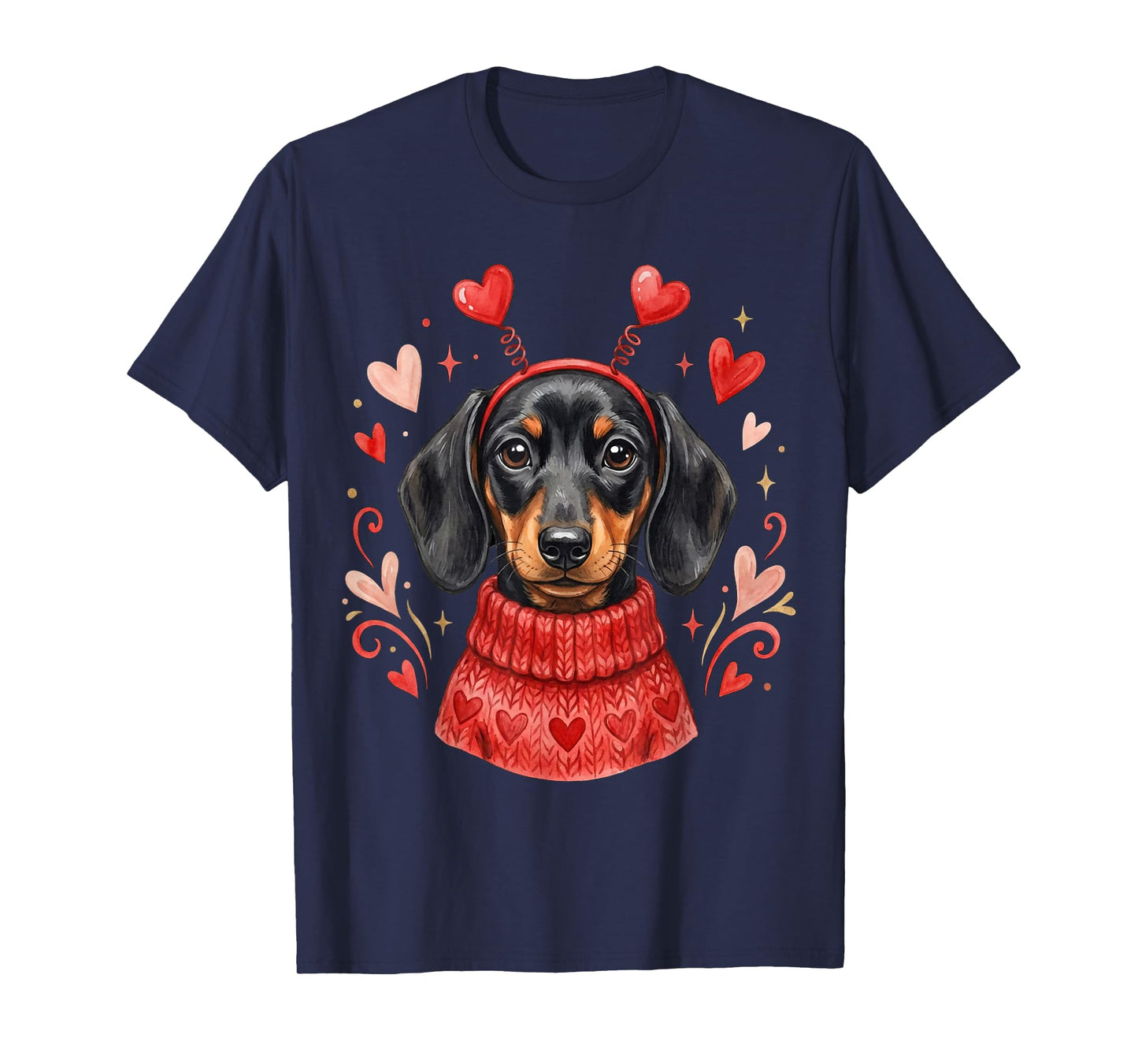 Cute Dachshund Valentines Dogs with Hearts Dog Valentine T-Shirt