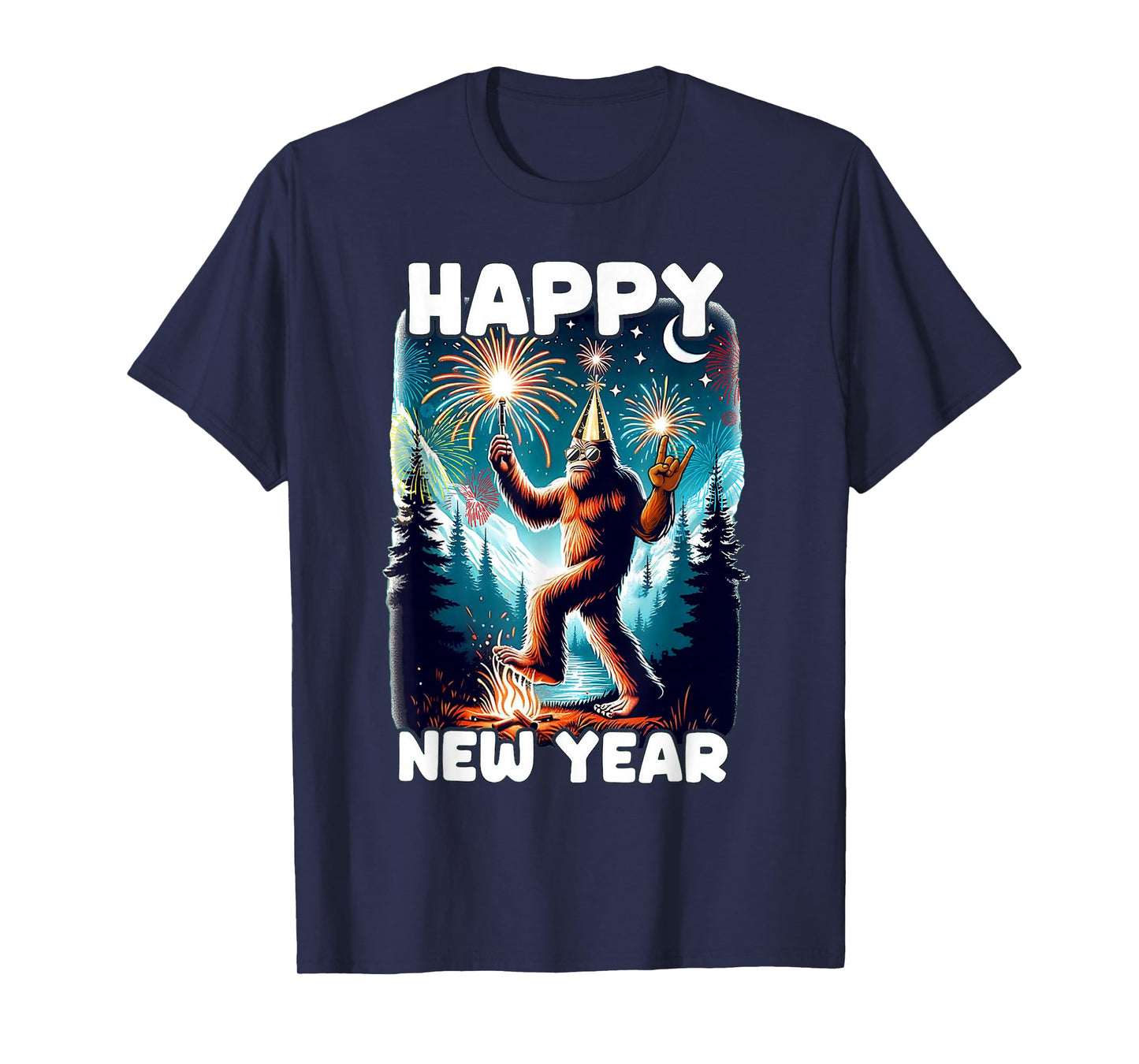 Happy New Year 2026 Bigfoot Lovers New Years Eve Party T-Shirt