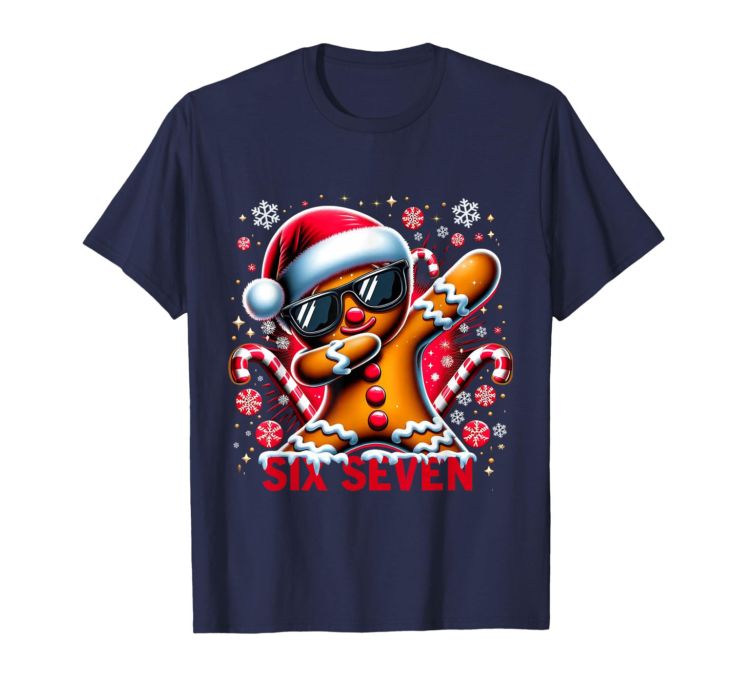 Six Seven Funny Gingerbread Christmas Design T-Shirt