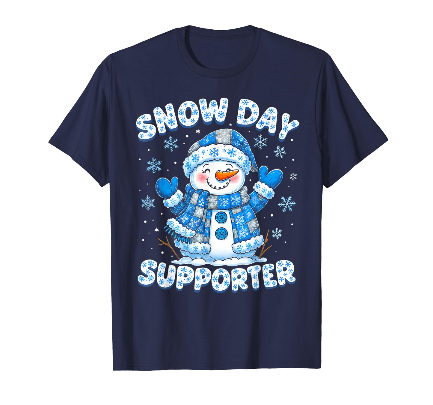 Snow Day Supporter Cute Snowman Snowflake Christmas Xmas Kid T-Shirt