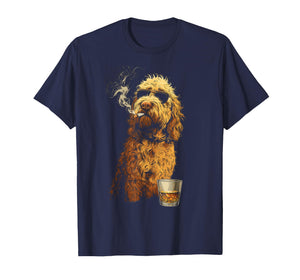 Goldendoodle Smoking Cigarette Whisky Lover Funny Doodle Dog T-Shirt