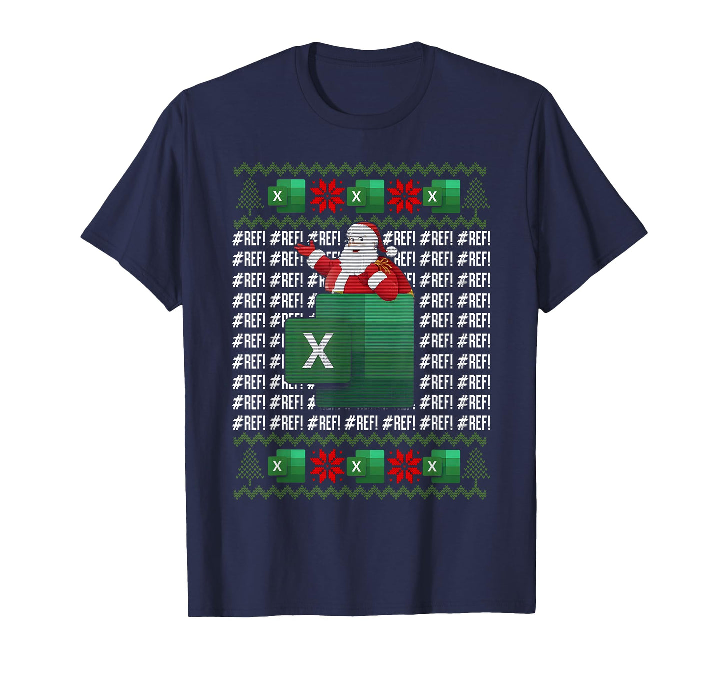 Excel Ref Error Spreadsheet Santa Claus Accountant Christmas T-Shirt
