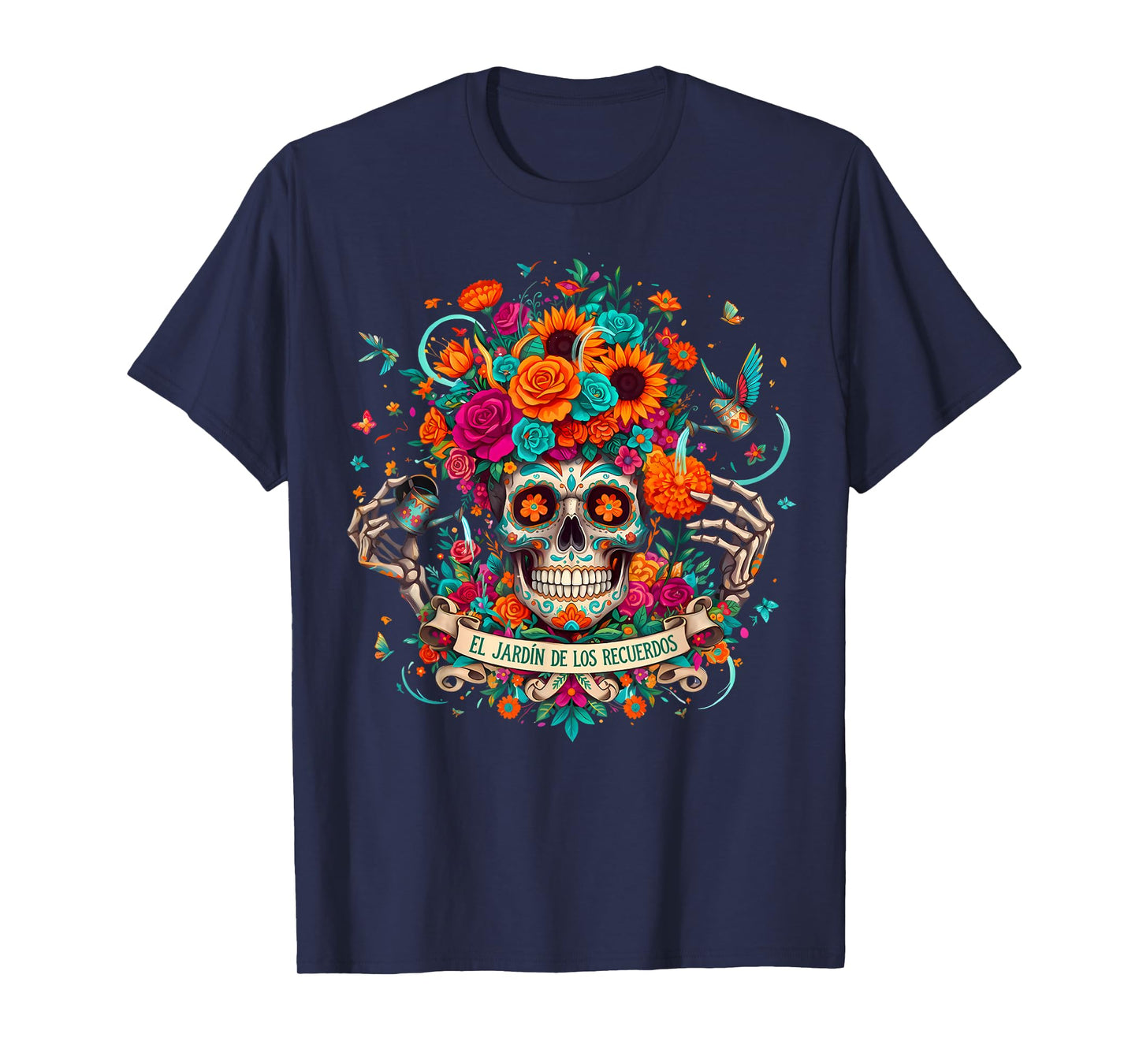 Floral Sugar Skull Día De Los Muertos Day of The Dead T-Shirt
