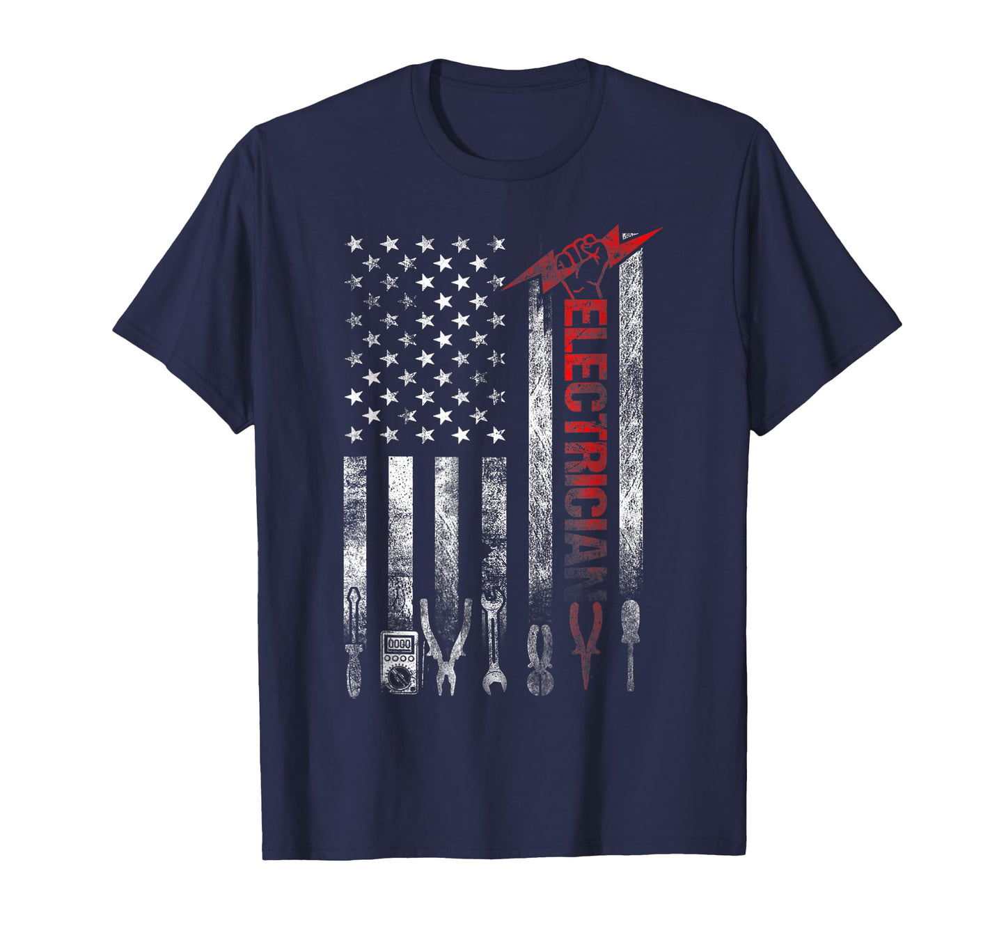 Electrician American Flag Funny Electricians Tools T-Shirt