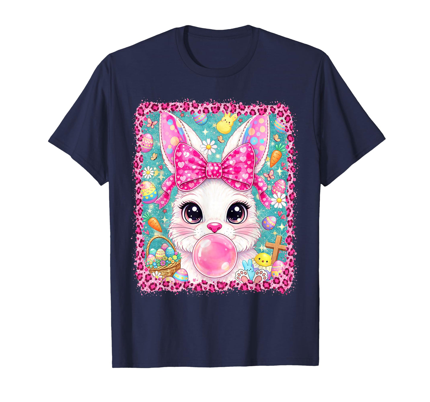 Easter Bunny Coquette Bow Happy Easter Day Women Girls Kids T-Shirt