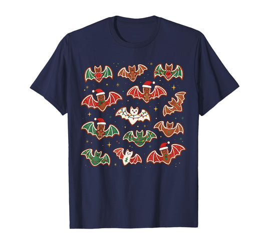 Cute Gingerbread Bats Spooky Christmas Cookie Graphic T-Shirt