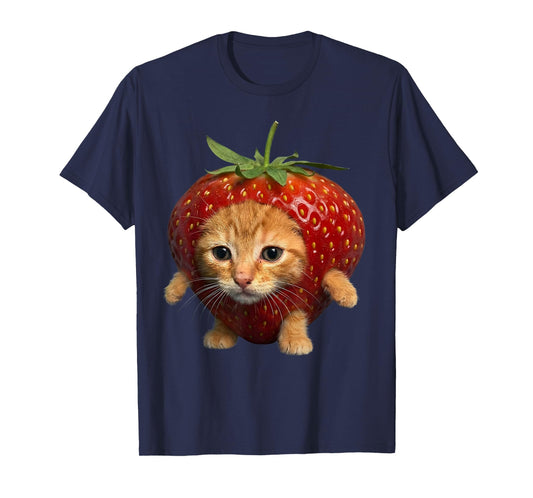 Cute Strawberry Cat Happy strawberrycat Meme Kitty Cat Lover T-Shirt