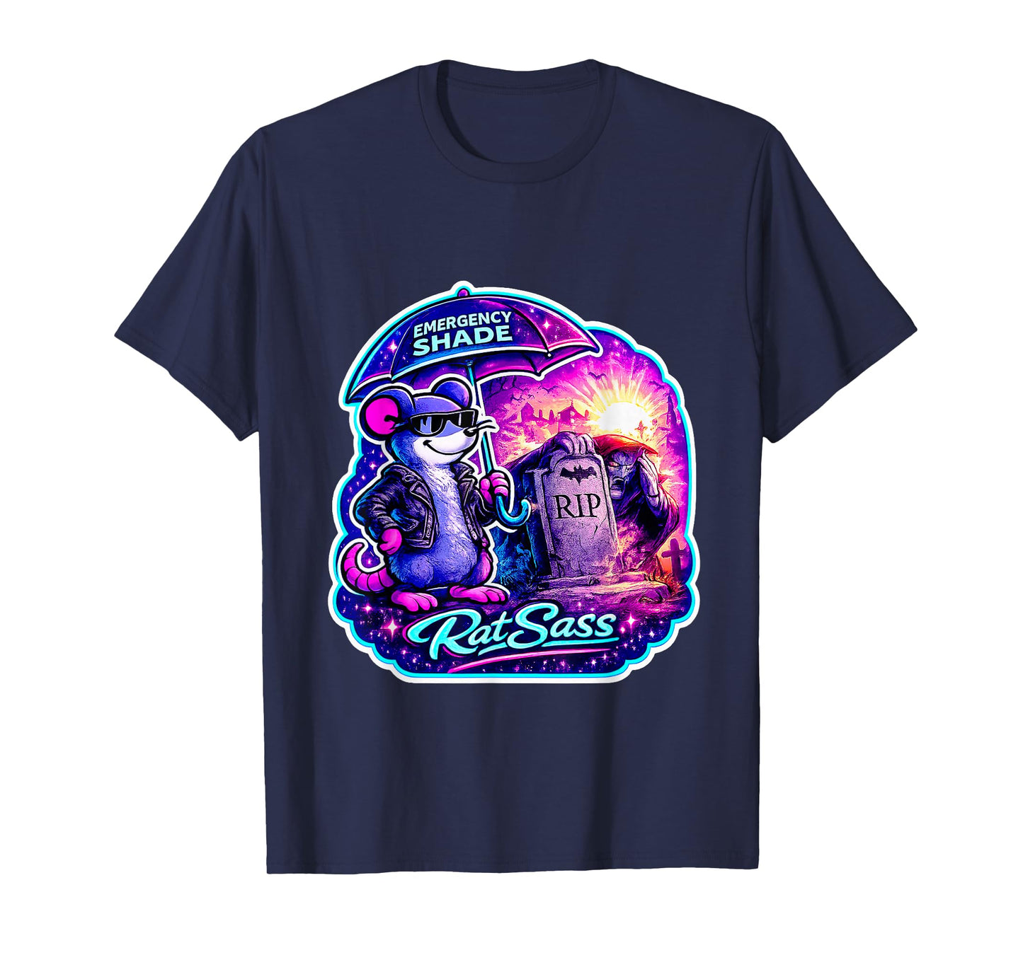 Emergency Shade Funny Spooky Graveyard Sarcasm Design T-Shirt