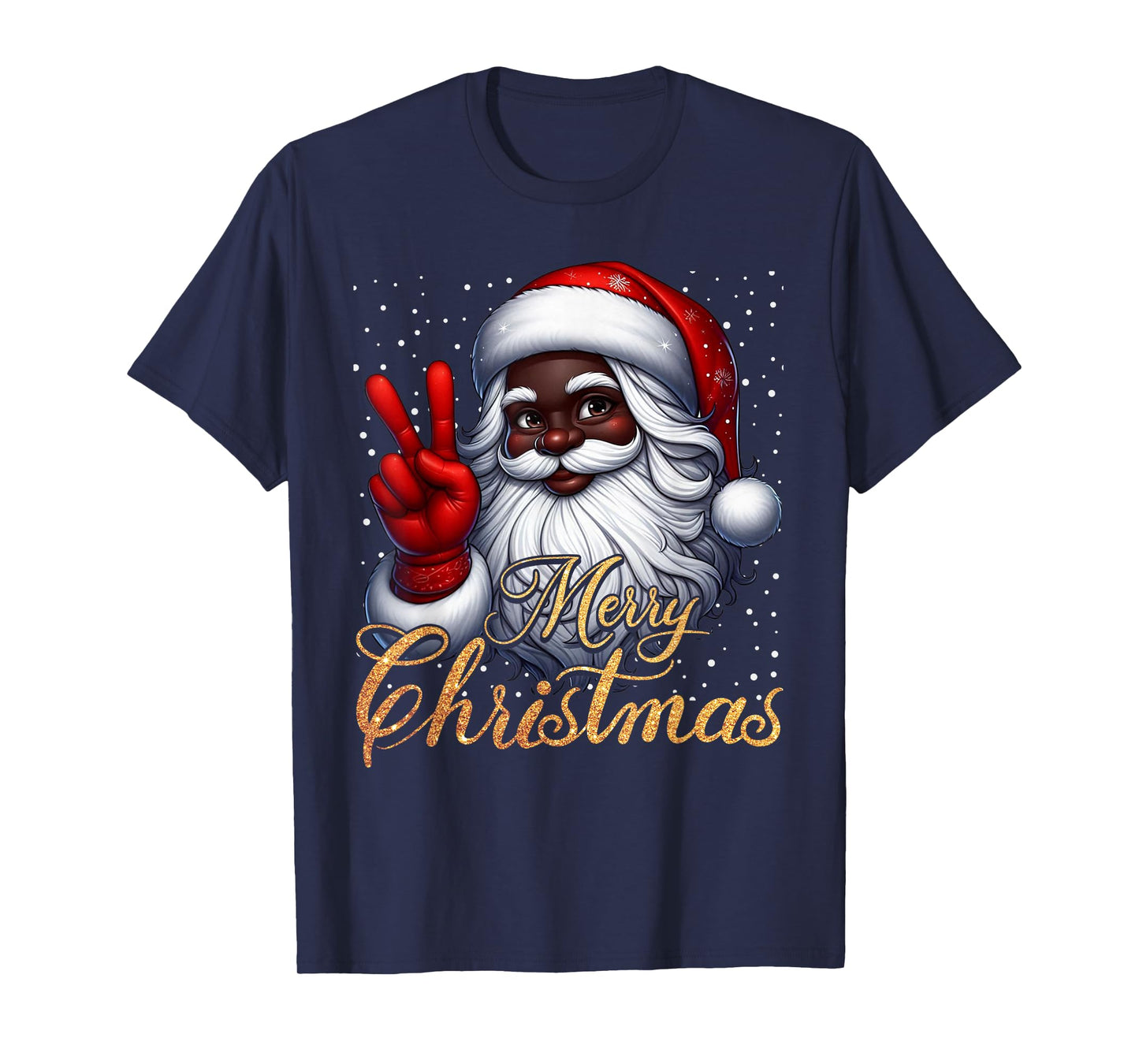 African American Santa Christmas Pajama Retro Black X-mas T-Shirt