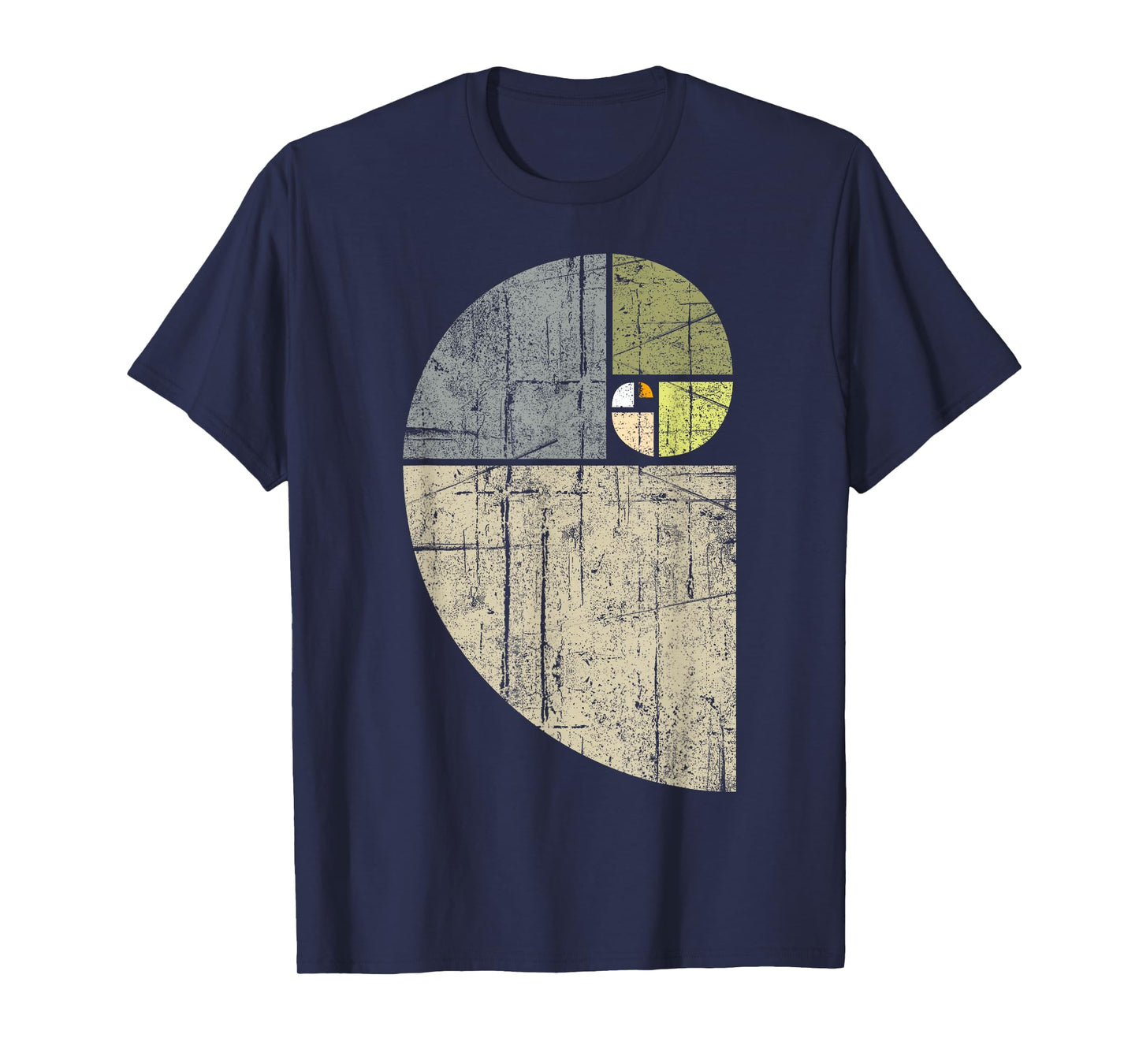 Fibonacci Spiral Distressed Geometric Sequence Vintage Art T-Shirt