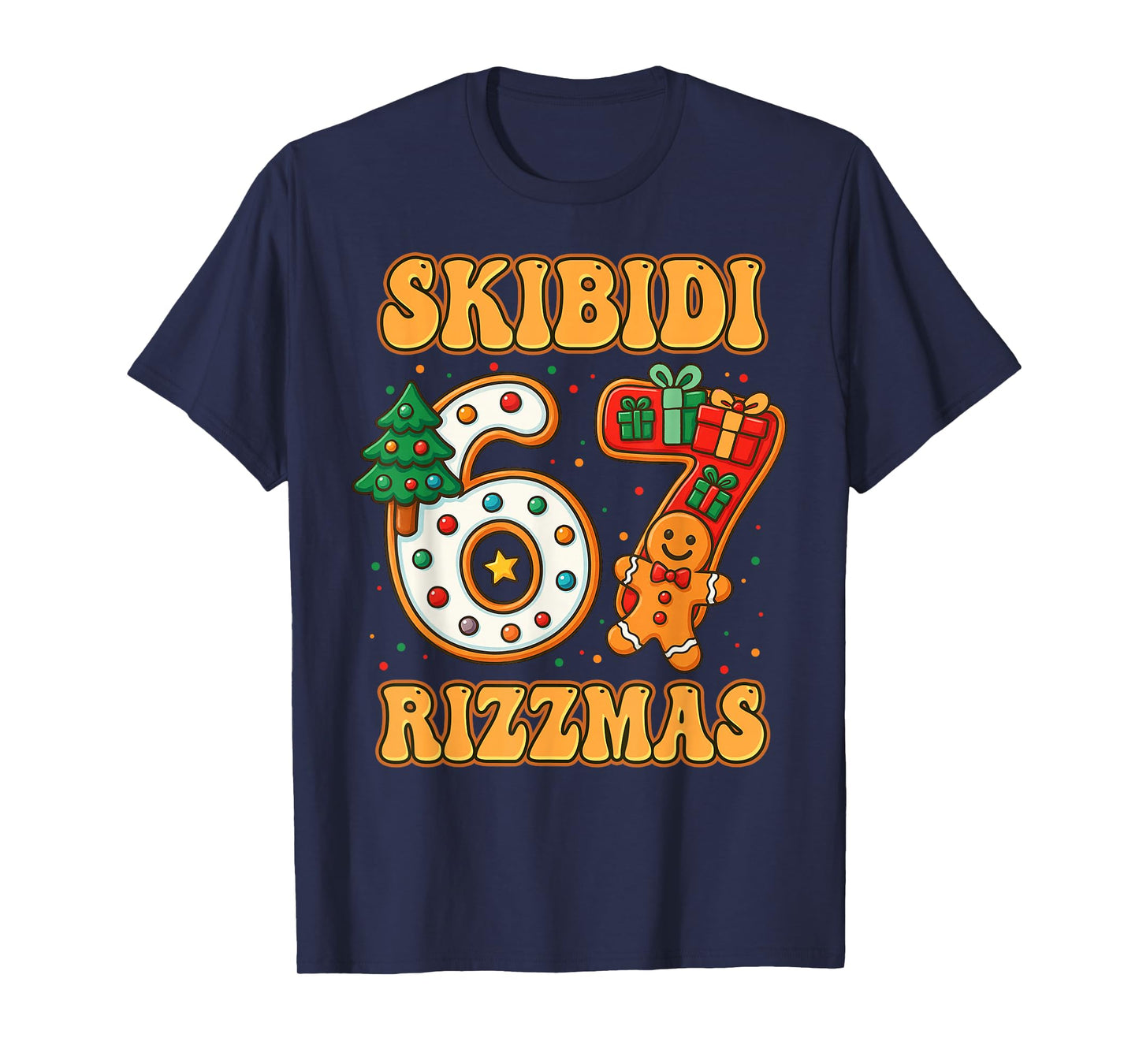 SKIBIDI 67 RIZZMAS Funny Six Seven Meme Christmas Boys Girls T-Shirt