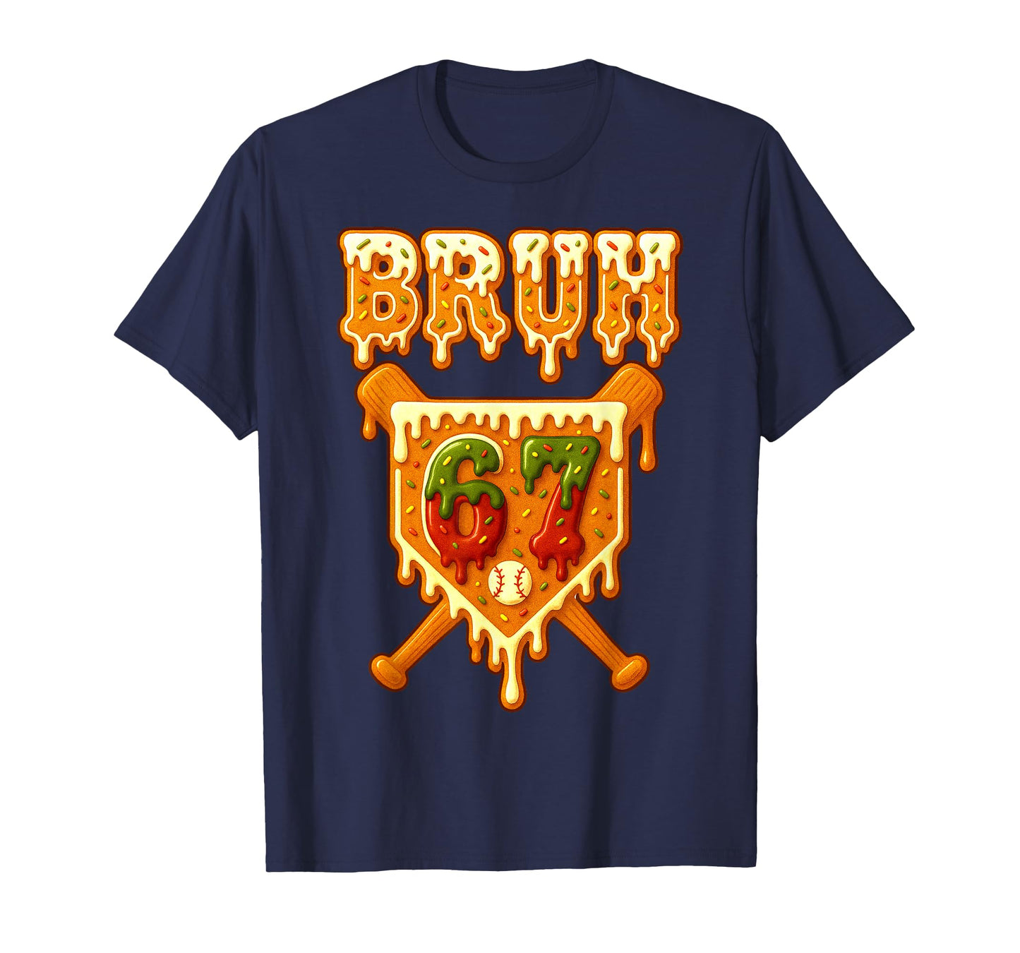 Bruh 67 Baseball Christmas Gingerbread Drip Number 67 T-Shirt