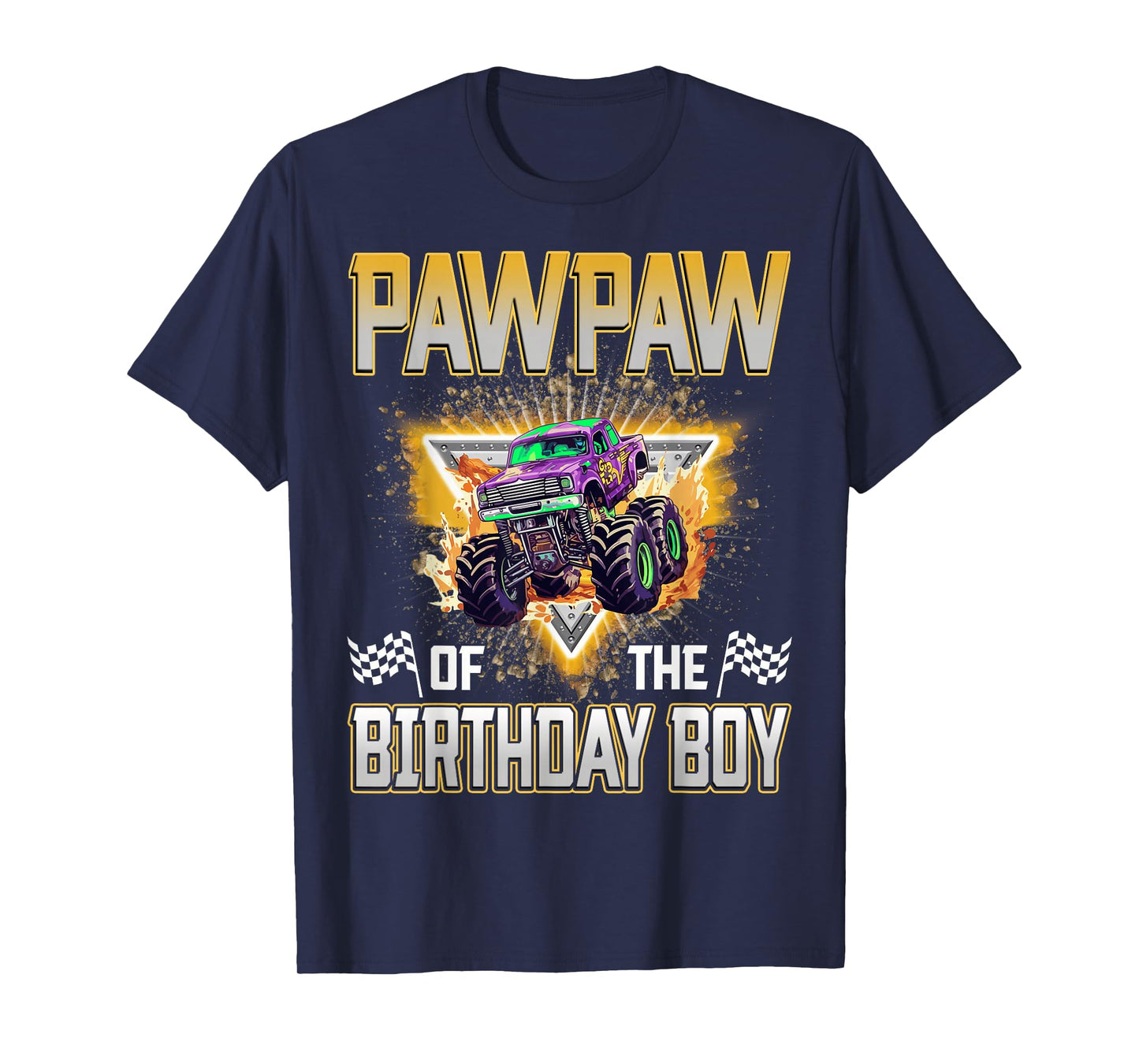 Pawpaw of The Birthday Boy Monster Truck Birthday Family T-Shirt