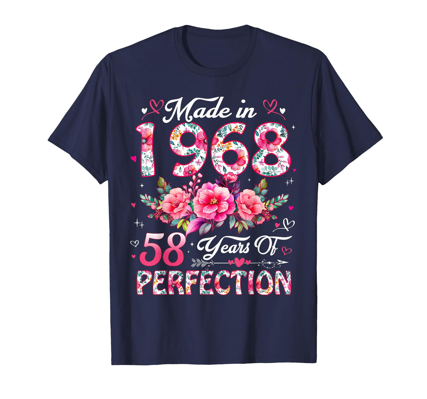 58 Year Old Made in 1968 Floral 58th Birthday Women T-Shirt