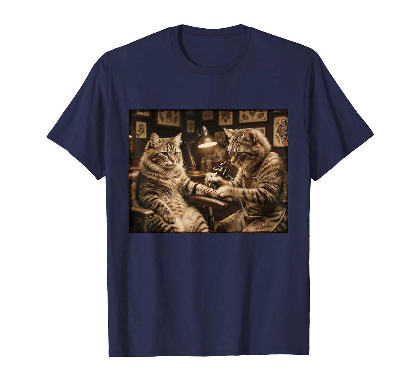 Cat Tattooing Cat Funny Meme Inked Kitty Humor Tattoo Artist T-Shirt