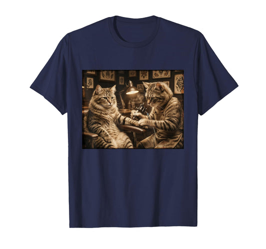 Cat Tattooing Cat Funny Meme Inked Kitty Humor Tattoo Artist T-Shirt