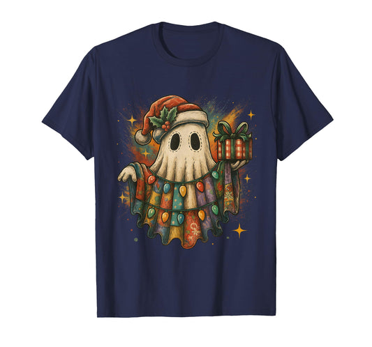 Vintage Christmas Ghost with Lights and Gift T-Shirt