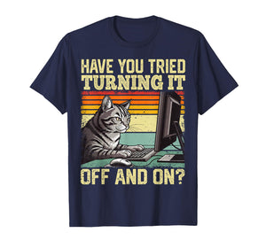 Cat Tech Engineer Support Humor Tech Computer IT Guy T-Shirt