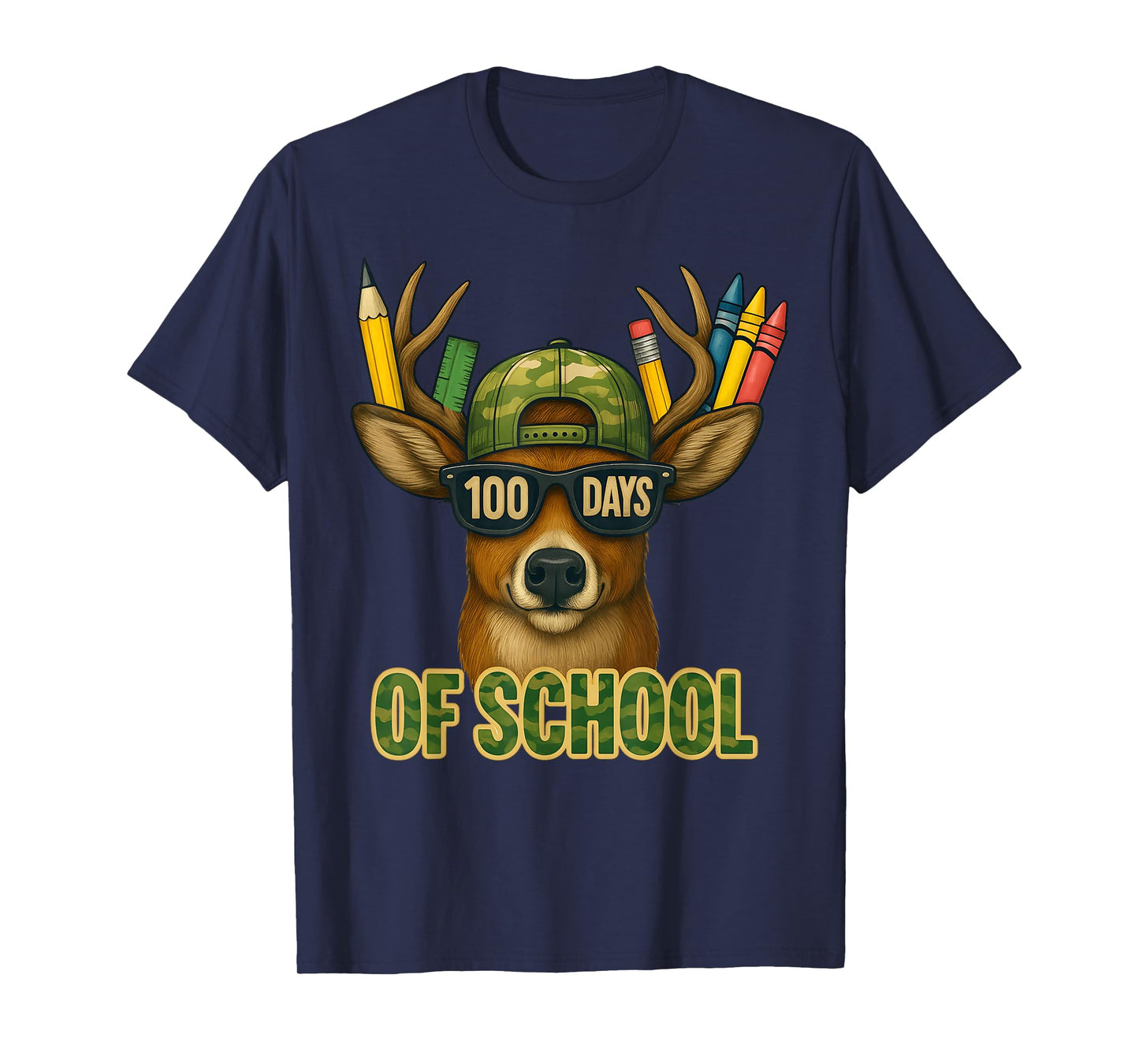 100 Days of School Deer Hunting Deer Camo Hunter T-Shirt