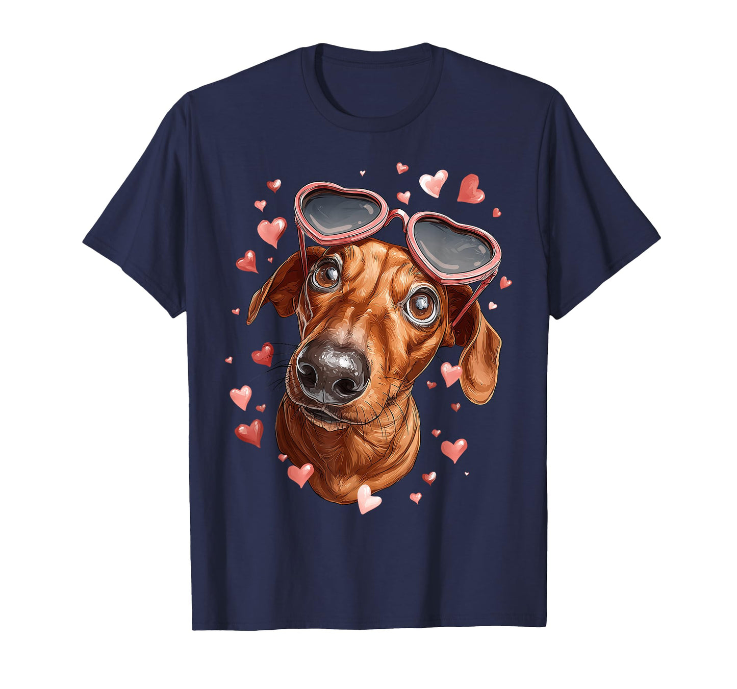 Dachshund Dog Doxie Valentine's Day Heart Sunglasses T-Shirt