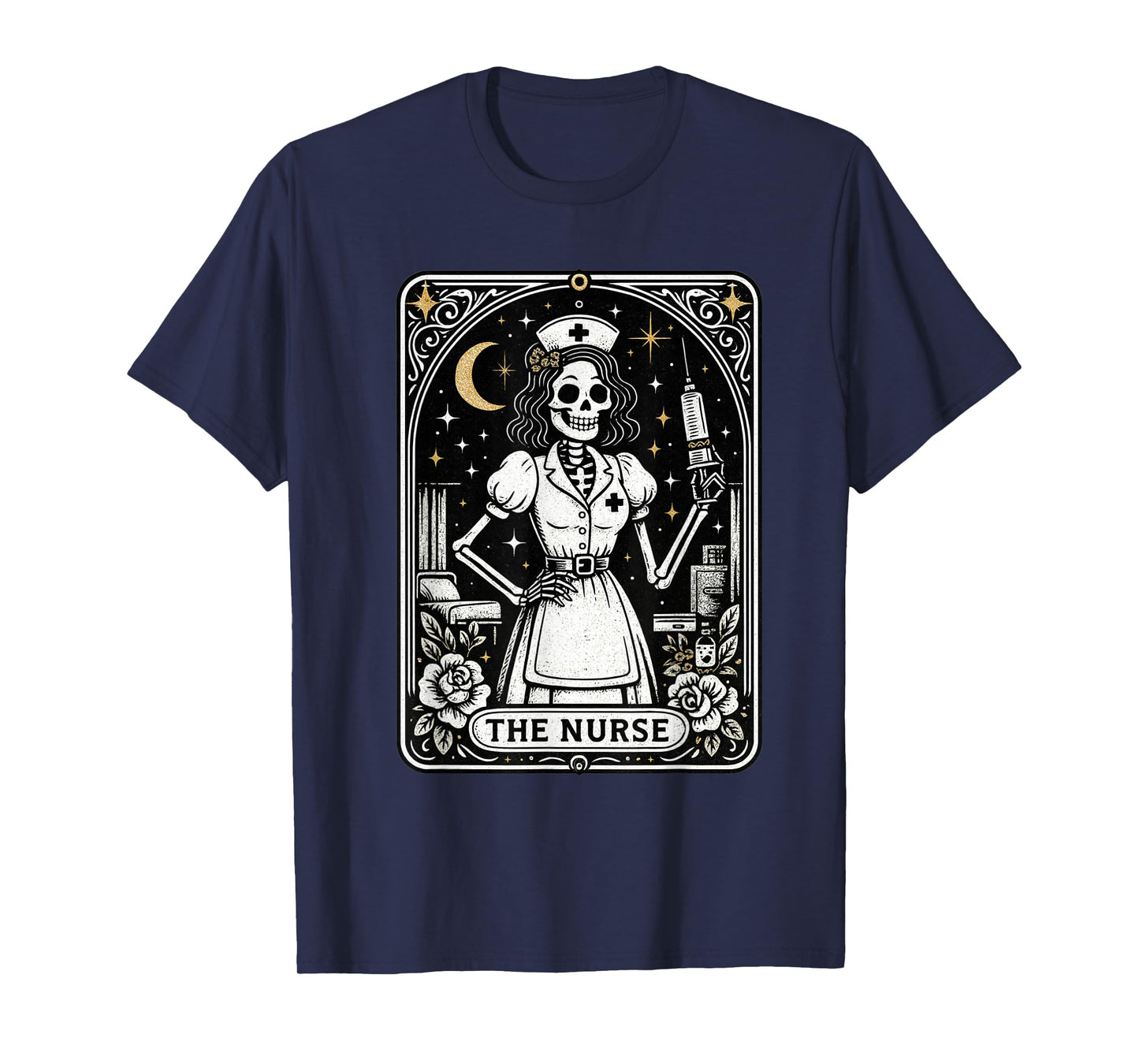 The Nurse Tarot Skeleton Night Shift RN Vintage Graphic T-Shirt