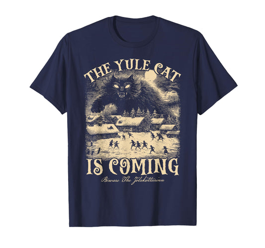 The Yule Cat is Coming Gothic Christmas Winter Solstice T-Shirt