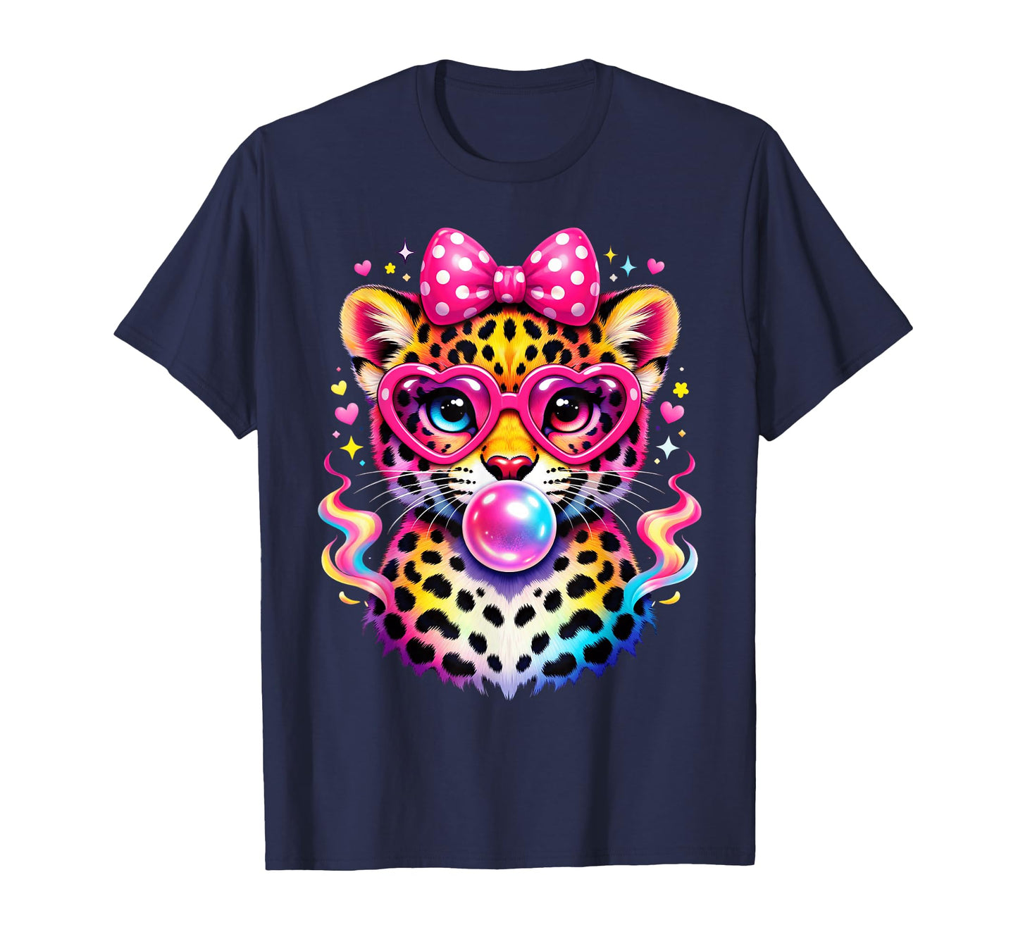 Funny Leopard Glasses Blowing Bubble Gum Back to School Kids T-Shirt