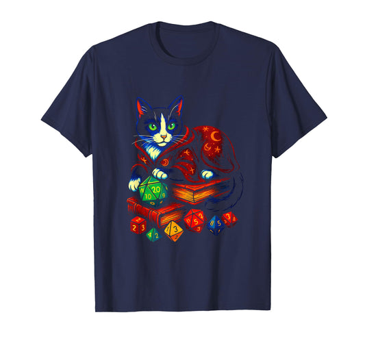 Cat Wizard - RPG Tabletop Gaming Dice T-Shirt