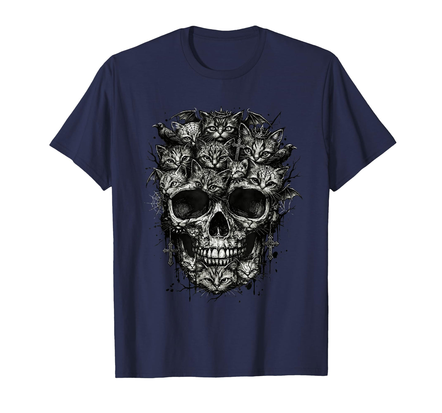 Cats Skull, Kitten Goth Alt Punk Weirdcore Halloween Art T-Shirt