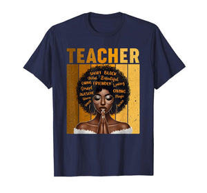 Black Teacher Magic Black History Month Afro Hair Melanin T-Shirt