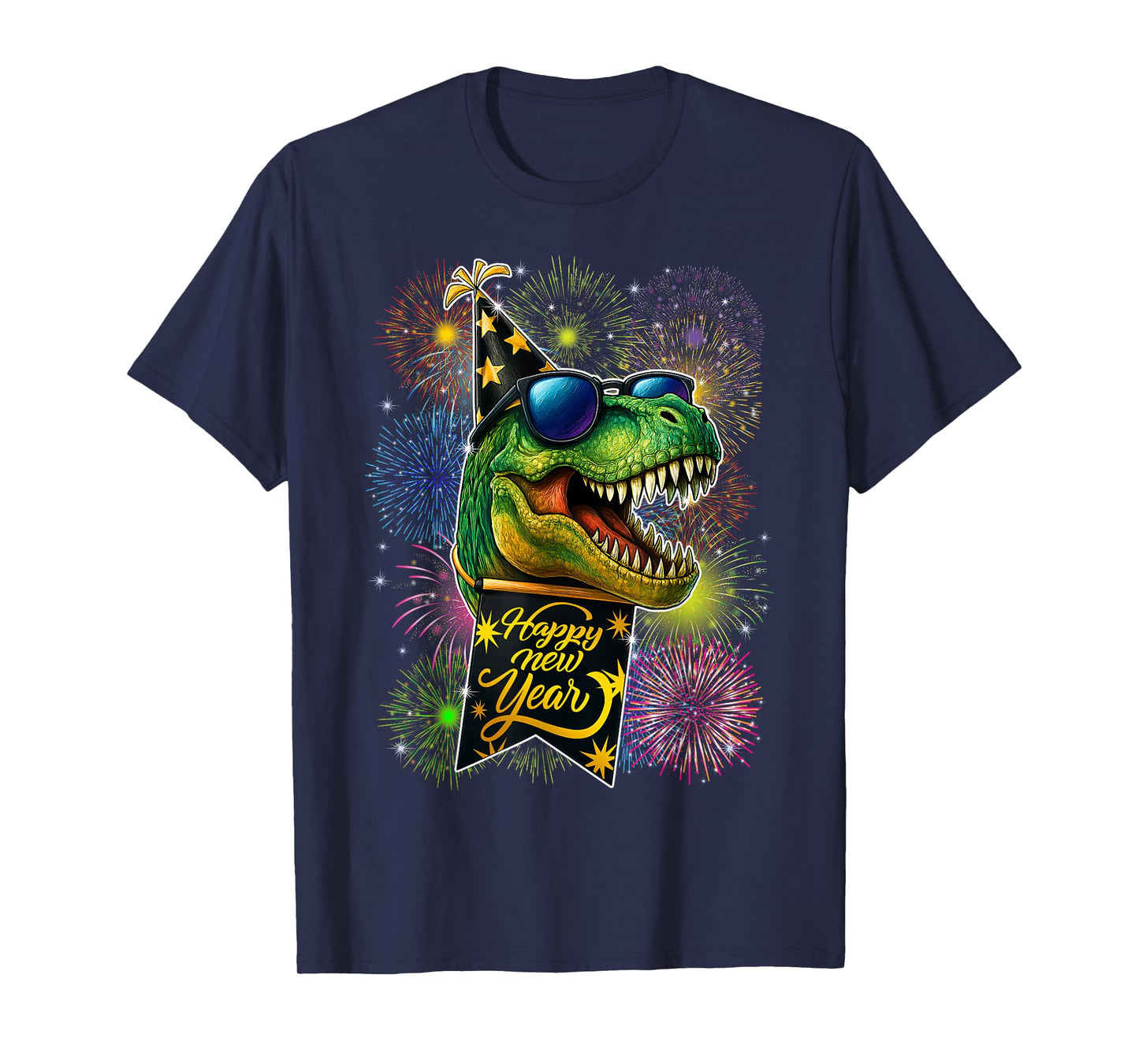 Happy New Year T Rex Party Hat New Years Eve Party 2026 Kids T-Shirt