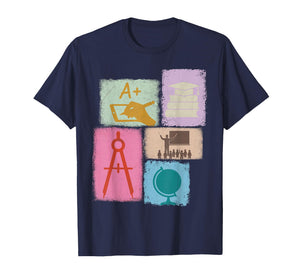 Teacher Vintage Collage School Teaching Women Educator T-Shirt