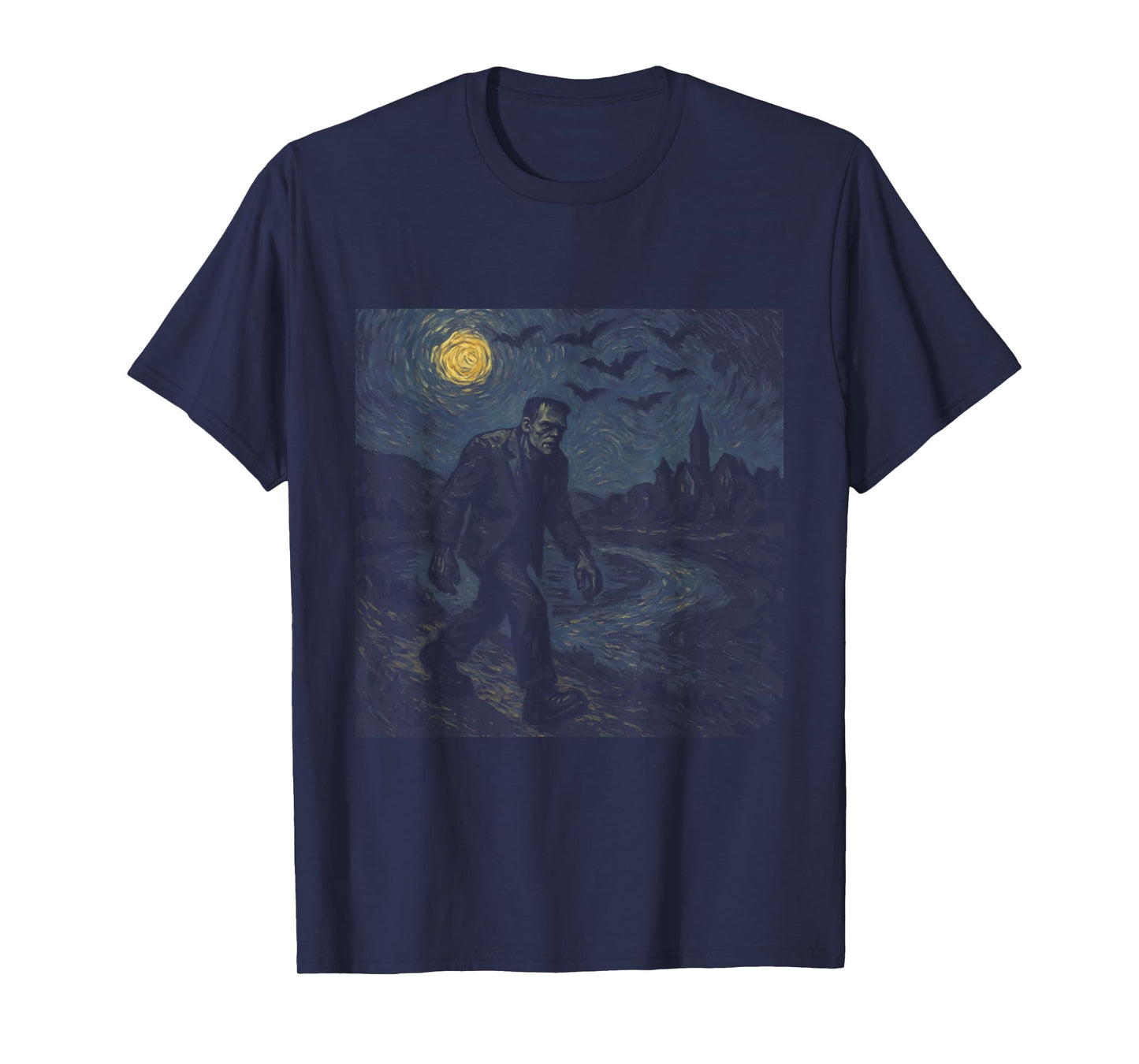 Frankenstein Starry Night - Funny Van Gogh Halloween T-Shirt